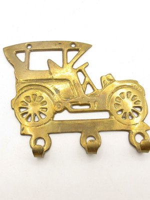 Vintage Brass Wall Key Holder Retro Car 1960s