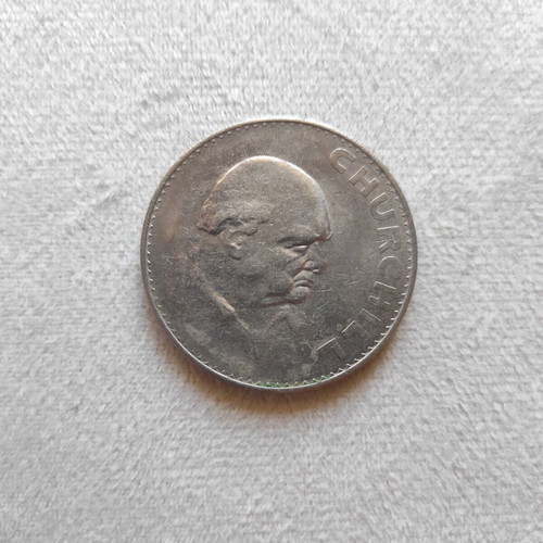 United Kingdom 1 Crown coin Elizabeth II, Churchill 1965 used