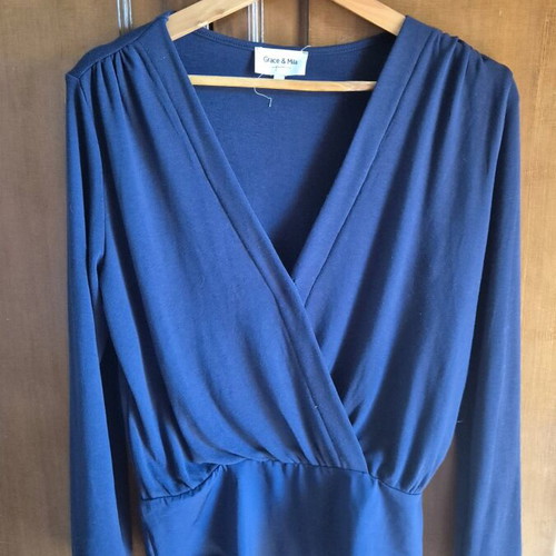Blue Grace & Mila wrap bodysuit like new, size M