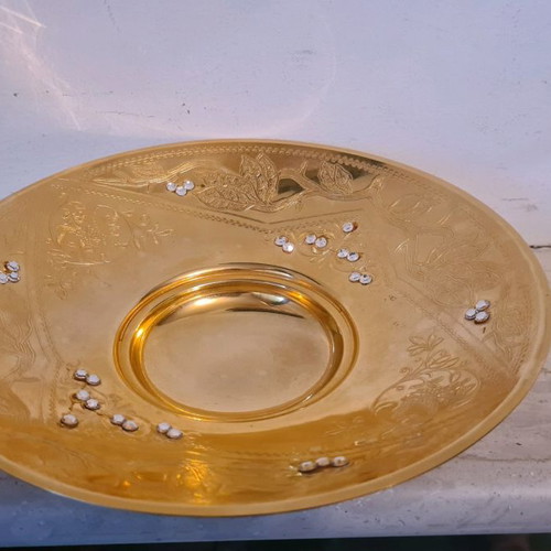 Gilded decorative bowl with crystals BK