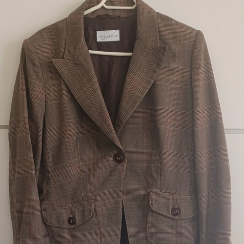 Lineaemme brown checked blazer jacket, women's L