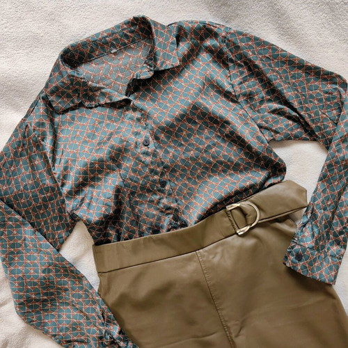 Shein green printed women's shirt