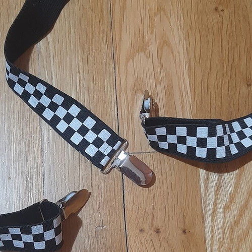 Black and white checkered suspenders like new, adjustable