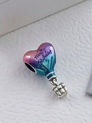 Charm Hot Air Balloon Happy Birthday Silver S925