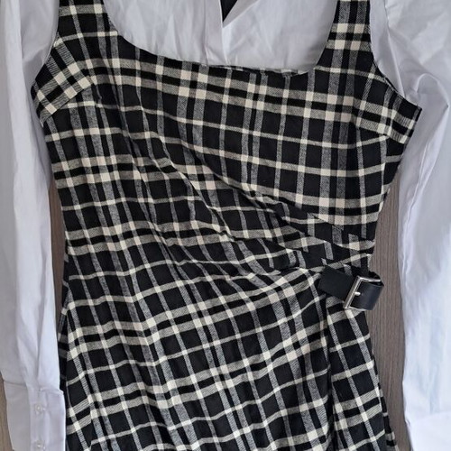 Dress with integrated shirt new, black and white, size M