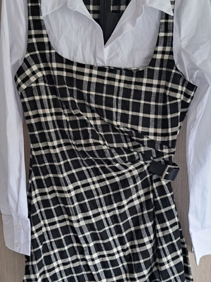 Dress with integrated shirt new, black and white, size M