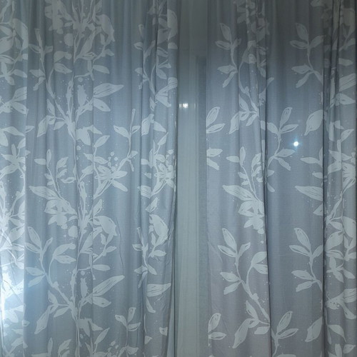 Curtains like new, 238×140 cm, light gray with white details