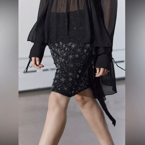 Midi skirt Zara black with beads, new, size XS