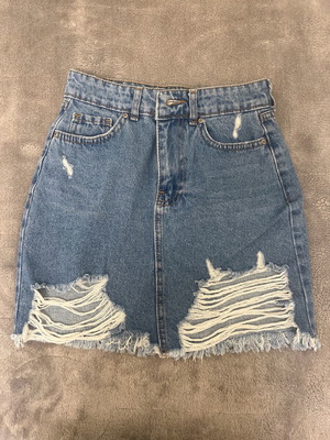 Denim mini skirt high-waisted like new, blue, size XS