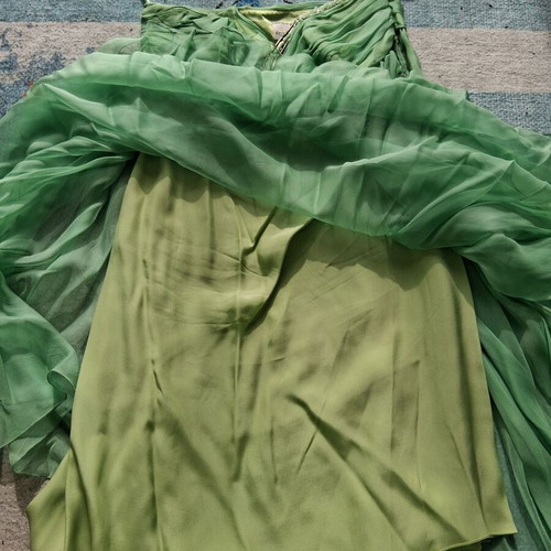 Kathy Heyndels dress used, small, light green, strapless