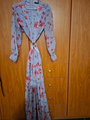 Long floral cut out maxi dress new, pink and purple