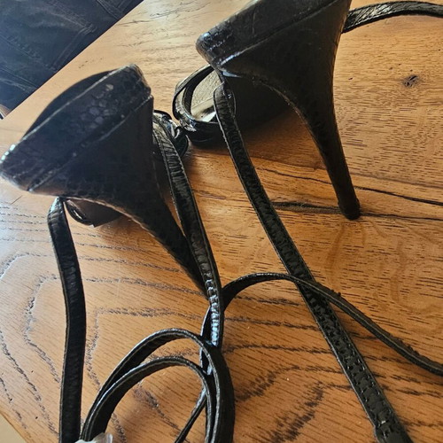 Diamantique black pumps new, lace up style, size 38