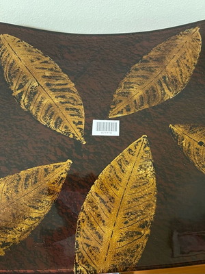In Art brown platter with gold leaves new