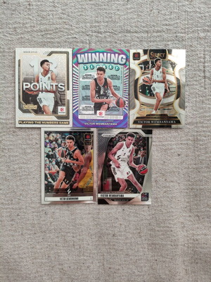 Victor Wembanyama Base and Insert Cards like new, 5 pcs from Panini Euroleague