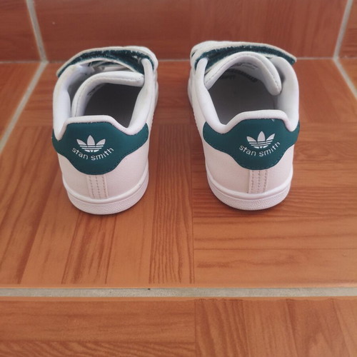 Adidas Stan Smith CF I Kids Sneakers Size 27 Like New White Green