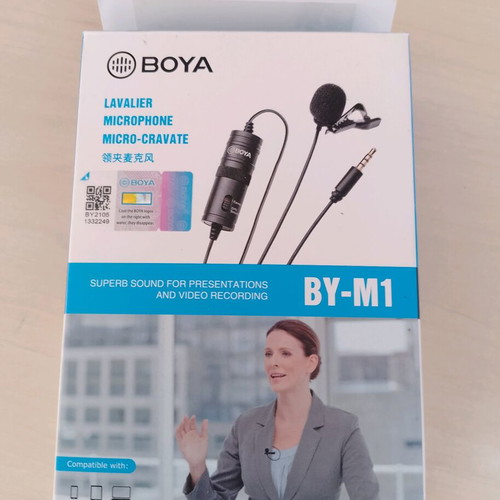 Corded Microphone BOYA Lavalier Clip On BY-M1 used black