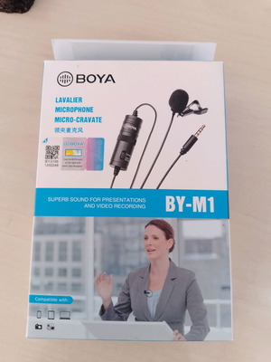 Corded Microphone BOYA Lavalier Clip On BY-M1 used black