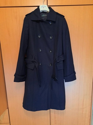 Вълнено дамско палто Benetton употребявано, синьо