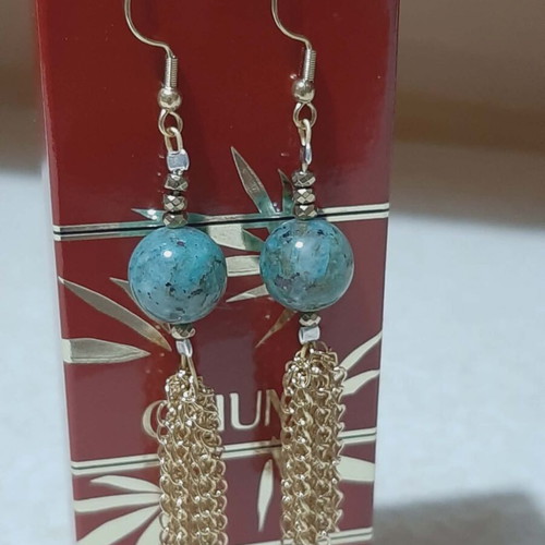 Earrings with stone gold glue on steel new