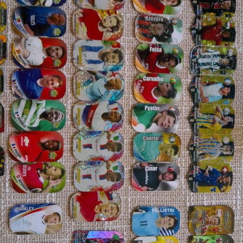 Set of 71 used metal tags from football collections