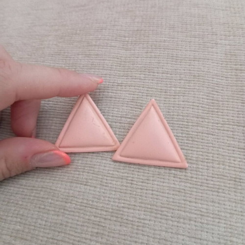 Pink Triangle Shaped Clip-On Earrings