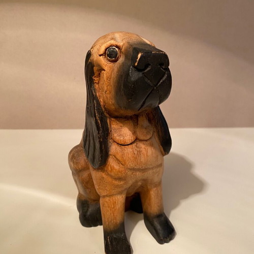 Wooden decorative dog used, cocker spaniel with long ears