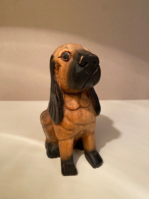 Wooden decorative dog used, cocker spaniel with long ears