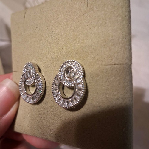 Earrings plated steel and zirconia new with gift packaging