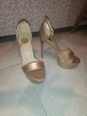 Gold sandals like new, size 36, platform heels