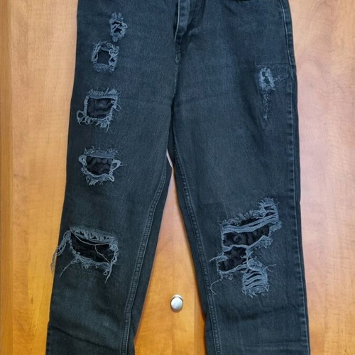Lynne women's black jeans used with lace and elastic waist size M