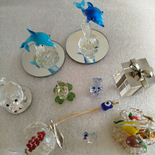 Glass decorations like new for display, set