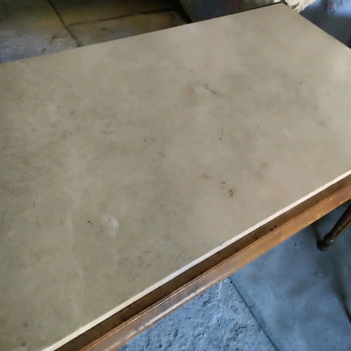 Coffee table with wooden base and marble top used