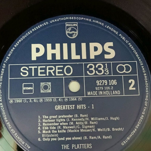 The Platters Greatest Hits 1 vinyl used