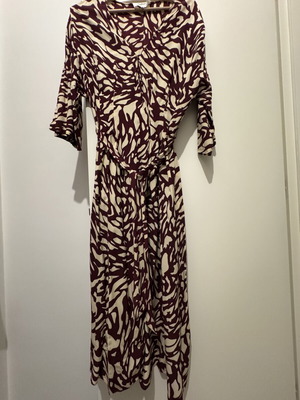 Ba&Sh Wrap Dress Burgundy and Cream Animal Print like new
