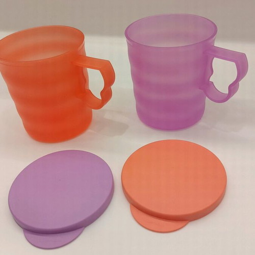 Tupperware glasses with lids, new, set of 2