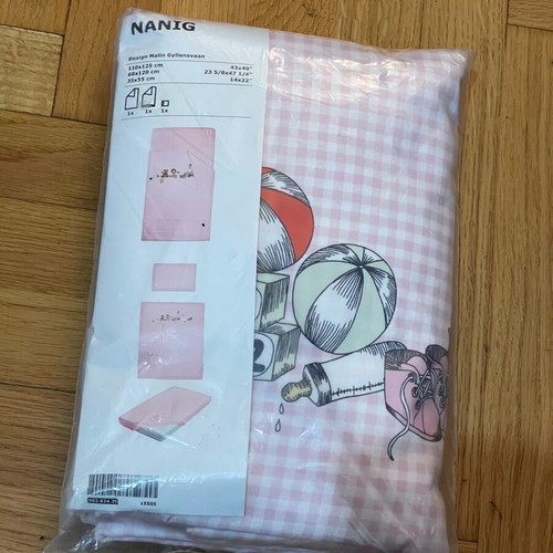 Ikea crib duvet cover set new 110x125 pink