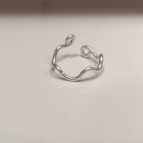 Waves ring adjustable handmade, silver color