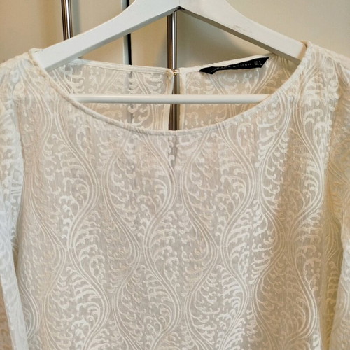 Zara blouse large transparent ecru like new with long sleeves