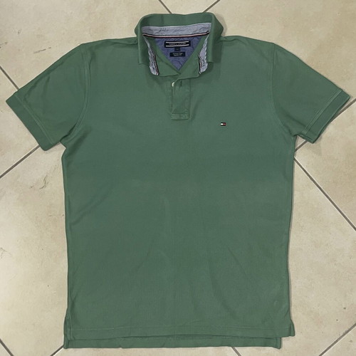 Tommy Hilfiger Premium Pique Polo Shirt sage green, regular fit, size M, like new