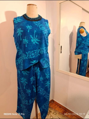 Summer women's set with batik fabric, handmade, size M