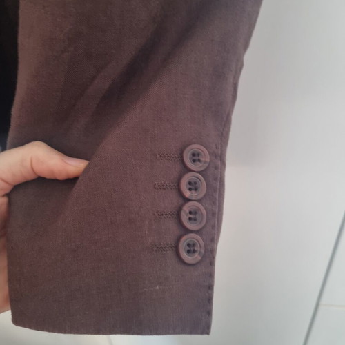 Linen unisex jacket chocolate brown oversized used