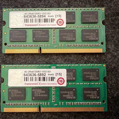 Transcend 8GB Kit DDR3 1333MHz SO-DIMM RAM like new