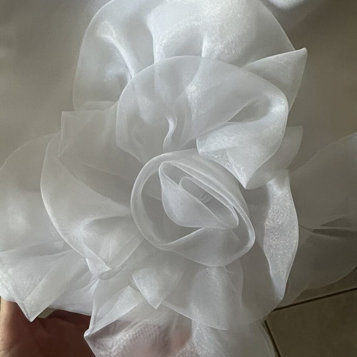Midi wedding dress new, one-shoulder strap with floral appliqué