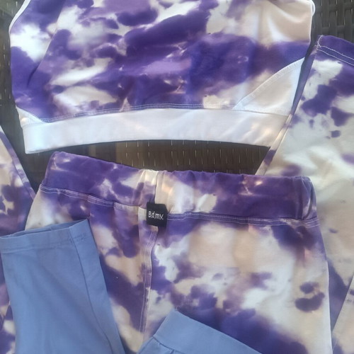 Body Move sports set 3 pieces like new, size 10-12 years, purple tie-dye