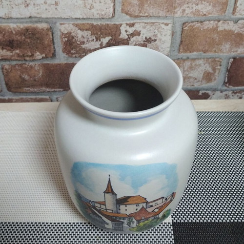 Vintage Yverdon ceramic vase handpainted, like new