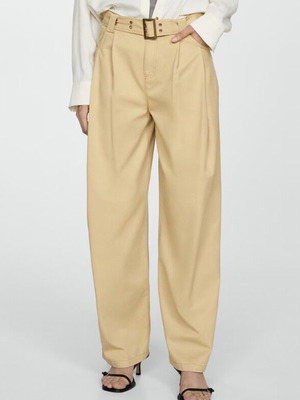 Αφόρετο μπεζ παντελόνι με ζώνη / Size 36 με καρτελάκια