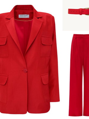 Vassia Kostara suit set M & S with VK box, like new, red