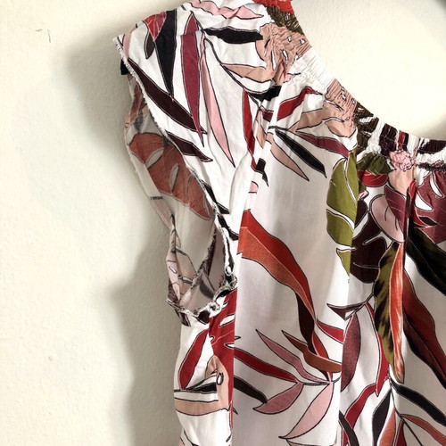 Enzzo Printed Top with Off-Shoulder and Crossover Back, New