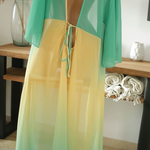 Beachwear kimono new, green and yellow shades