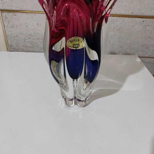 Bohemia Vase like new, Murano style iceglass design